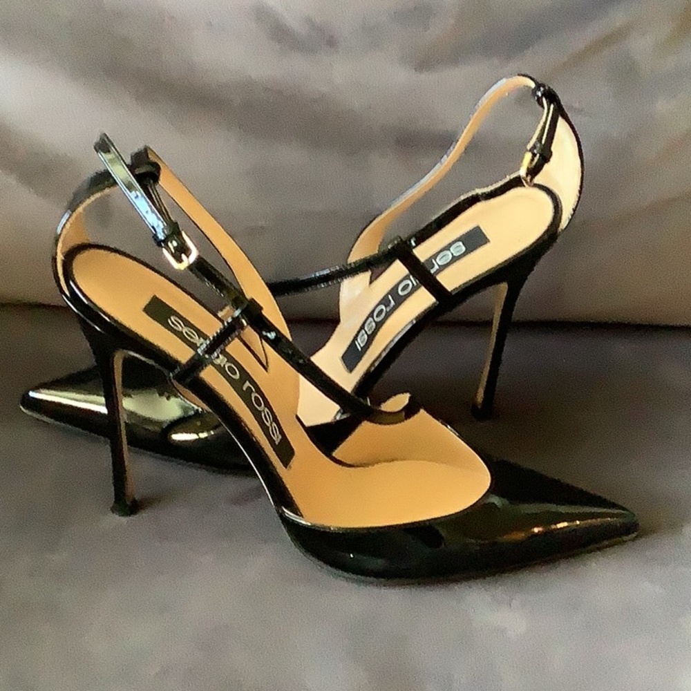 Sergio Rossi Black Patent Leather Stilettos